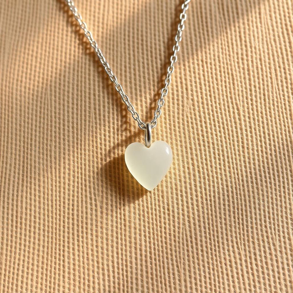 Zilveren ketting met zeeglas-hart hanger